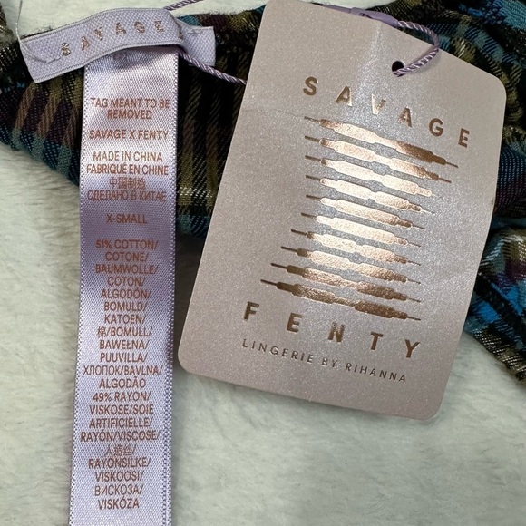 NWT Savage X Fenty Black and Blue  Tied Up Tartan Bralette Intimates - Picture 7 of 9